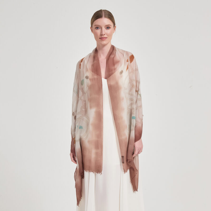 Sciarpa avvolgente in cashmere Aalia Featherlight - Marrone - immagine 3