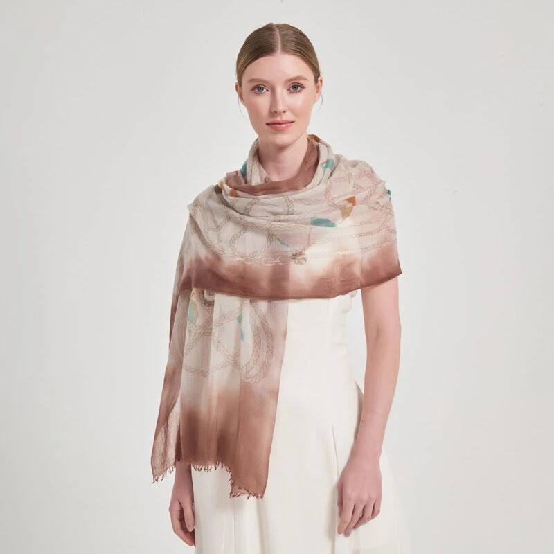Sciarpa avvolgente in cashmere Aalia Featherlight - Marrone - immagine 4
