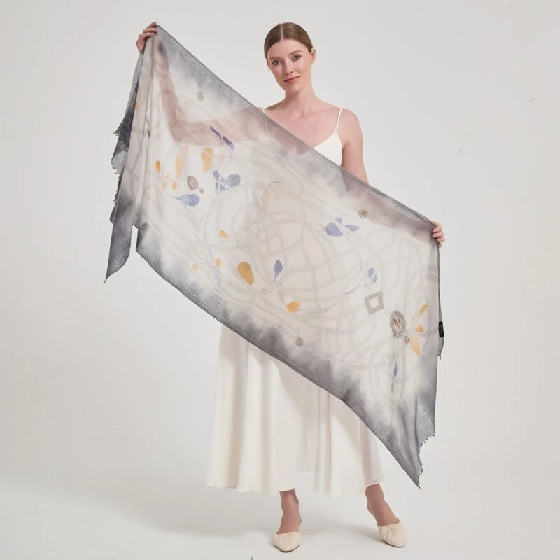 Sciarpa avvolgente in cashmere Aalia Featherlight - Grigio - immagine 2