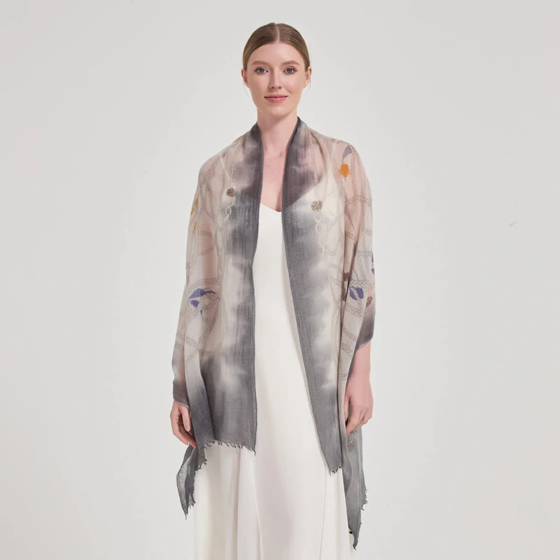 Sciarpa avvolgente in cashmere Aalia Featherlight - Grigio - immagine 3