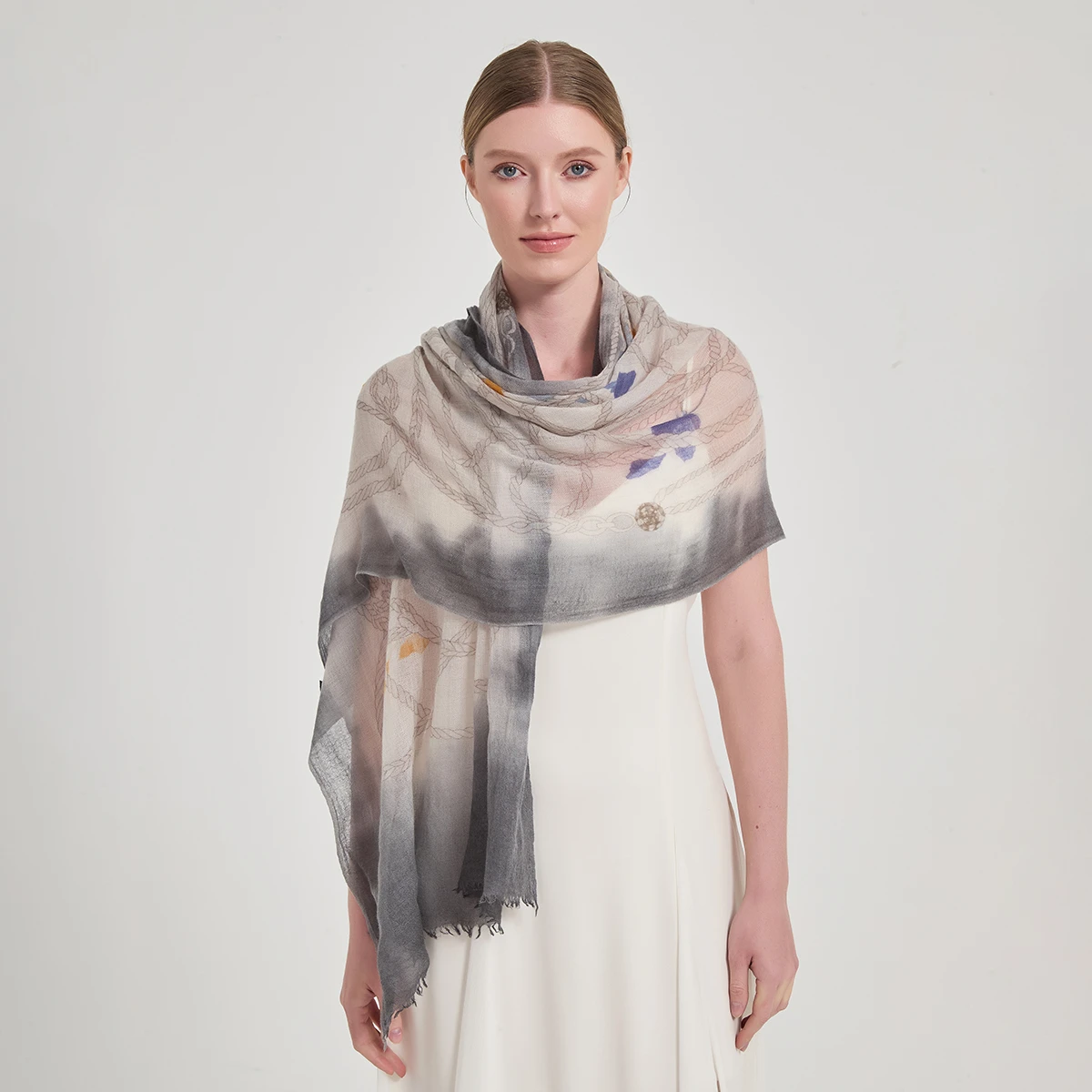 aalia 343 Aalia Featherlight Cashmere Scarf Wrap - Grey - Image 1