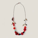 Elara Cashmere Wool Necklace - Red